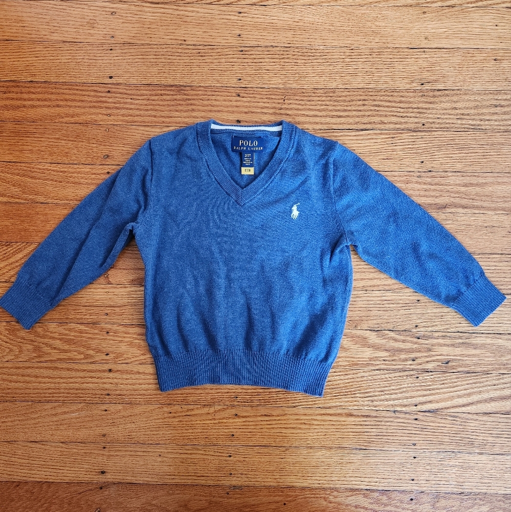 POLO Ralph Lauren Boys 2T Blue V-Neck Sweater